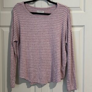 Lucky Brand Heathered Pink Long Sleeve Top